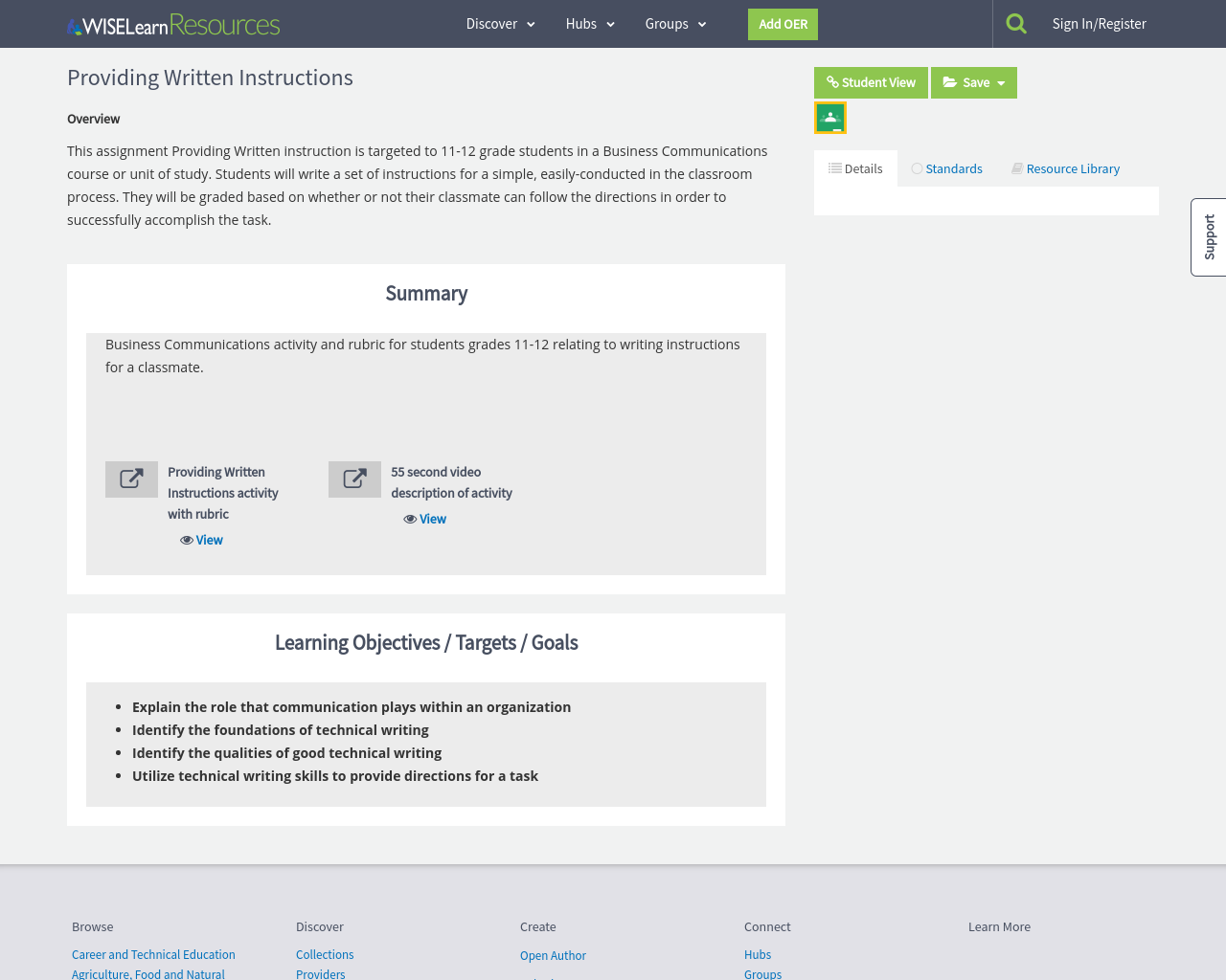 Written Guide Learning Resource Example Providing Written Instructions | WISELearn Resources