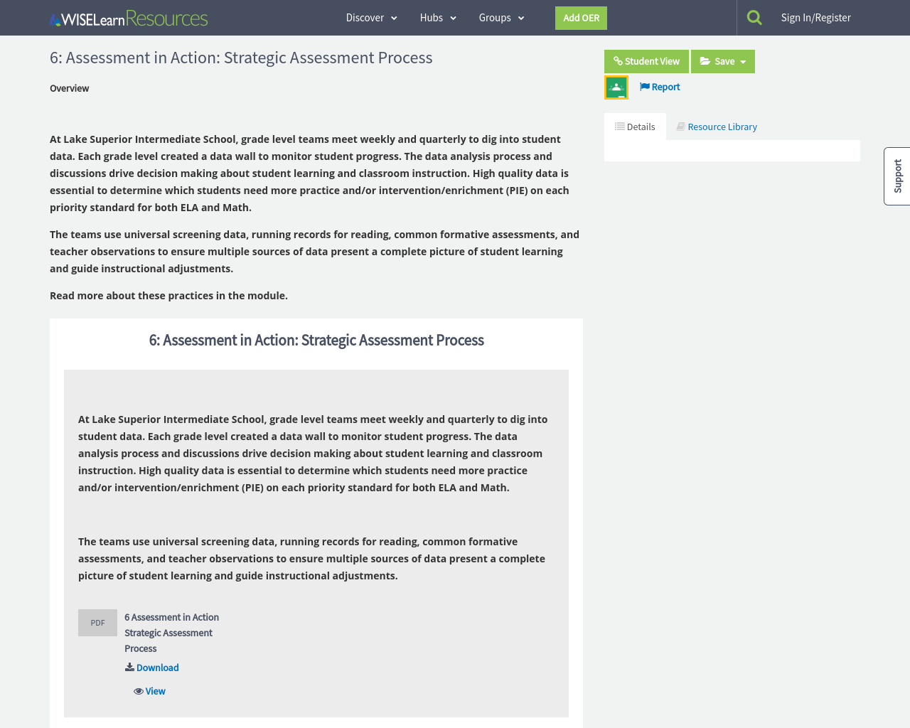 6: Assessment in Action: Strategic Assessment Process | WISELearn Resources