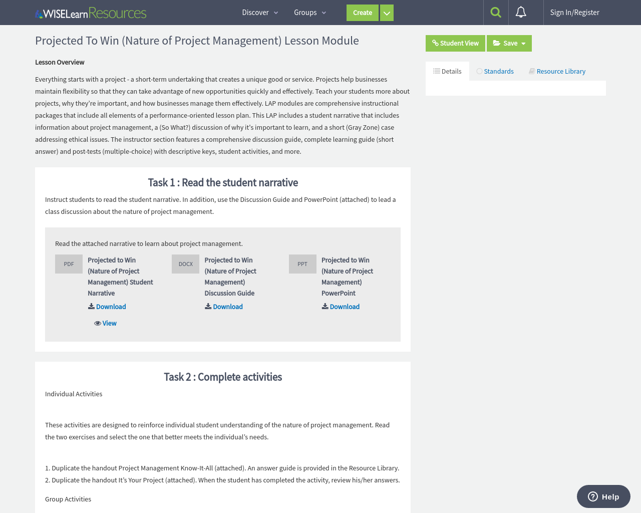 projected-to-win-nature-of-project-management-lesson-module
