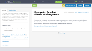 Kindergarten Same but Different Routine Quarter 4 | WISELearn Resources