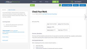Check Your Work | WISELearn Resources