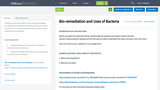 Bio-remediation and Uses of Bacteria