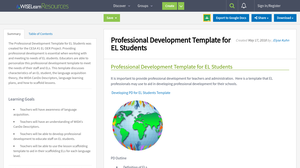 Professional Development Template for EL Students | WISELearn Resources