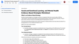 Worksheet for Selecting Evidence Based Social Emotional Learning (SEL) and/or Mental Health (MH) Program Worksheet for Selecting Evidence Based Social Emotional Learning (SEL) and/or Mental Health (MH) Program
