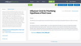 Influencer Circle for Prioritizing Hypotheses of Root Cause Influencer Circle for Prioritizing Hypotheses of Root Cause