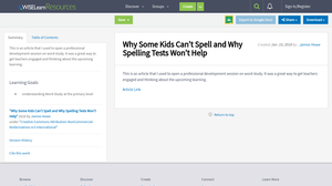 Why Some Kids Can’t Spell and Why Spelling Tests Won’t Help | WISELearn ...