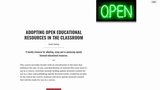 Adopting Open Educational Resources in the Classroom Adopting Open Educational Resources in the Classroom