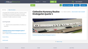 Clothesline Numeracy Routine Kindergarten Quarter 1 | WISELearn Resources