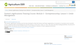 Farmer's Agribusiness Training Course: Module 3 - Entrepreneurship. Lesson 5: Credit Management