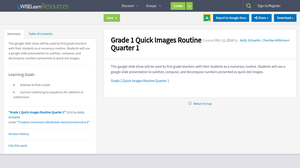 Grade 1 Quick Images Routine Quarter 1 | WISELearn Resources