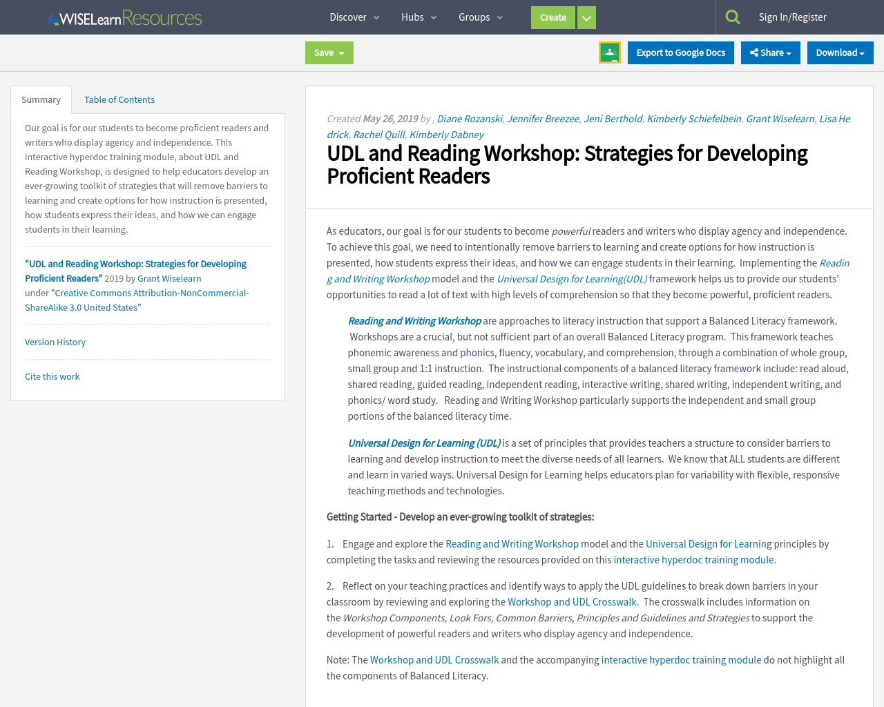 UDL and Reading/Writing Strategies for Developing Proficient