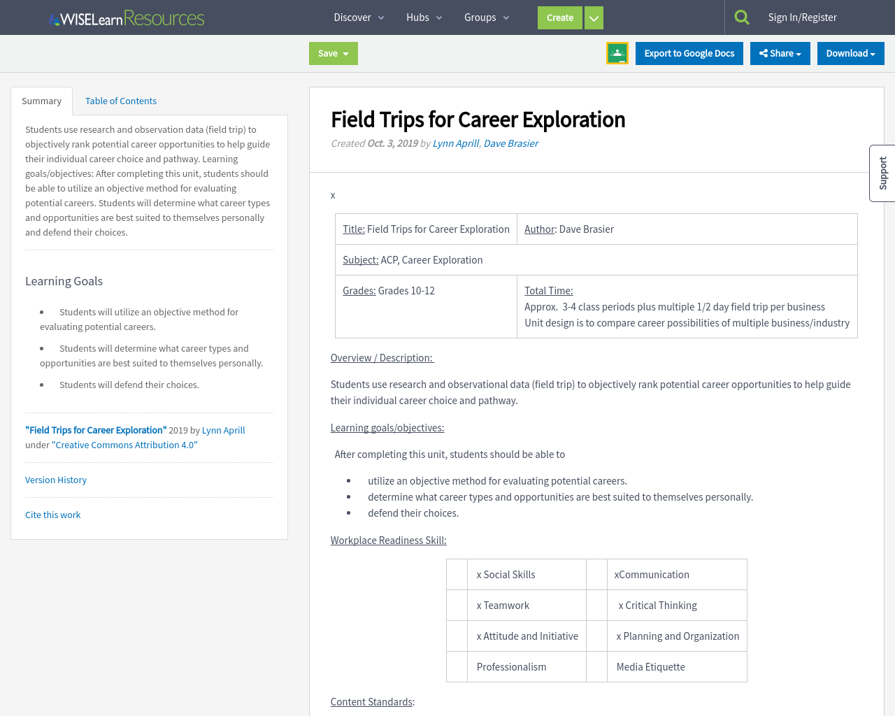 Field Trips For Career Exploration WISELearn Resources