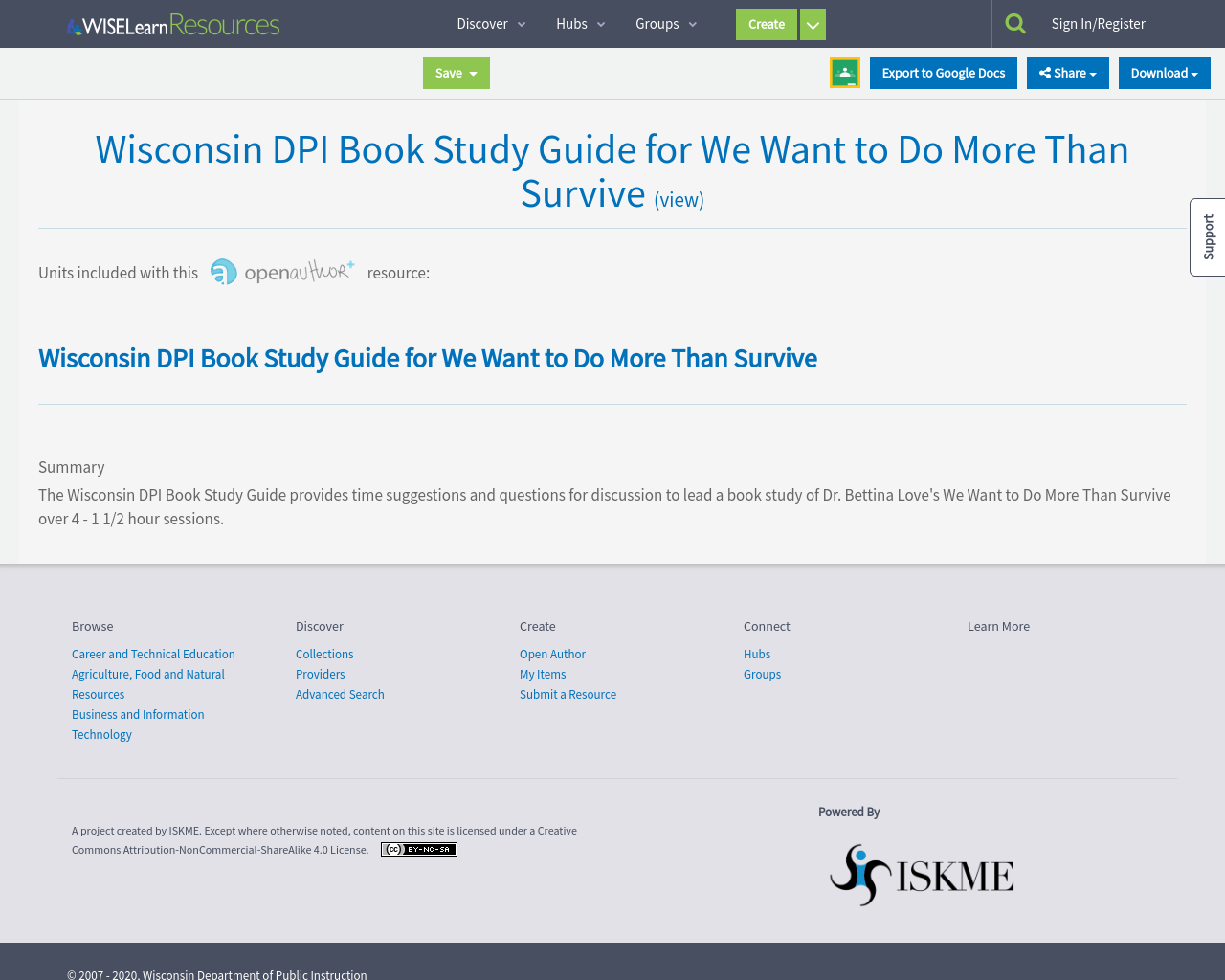 Wisconsin DPI Book Study Guide for We Want to Do More Than Survive