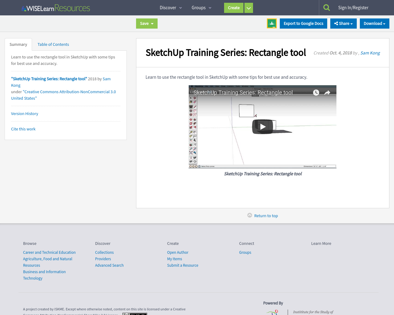SketchUp Training Series Rectangle tool WISELearn Resources