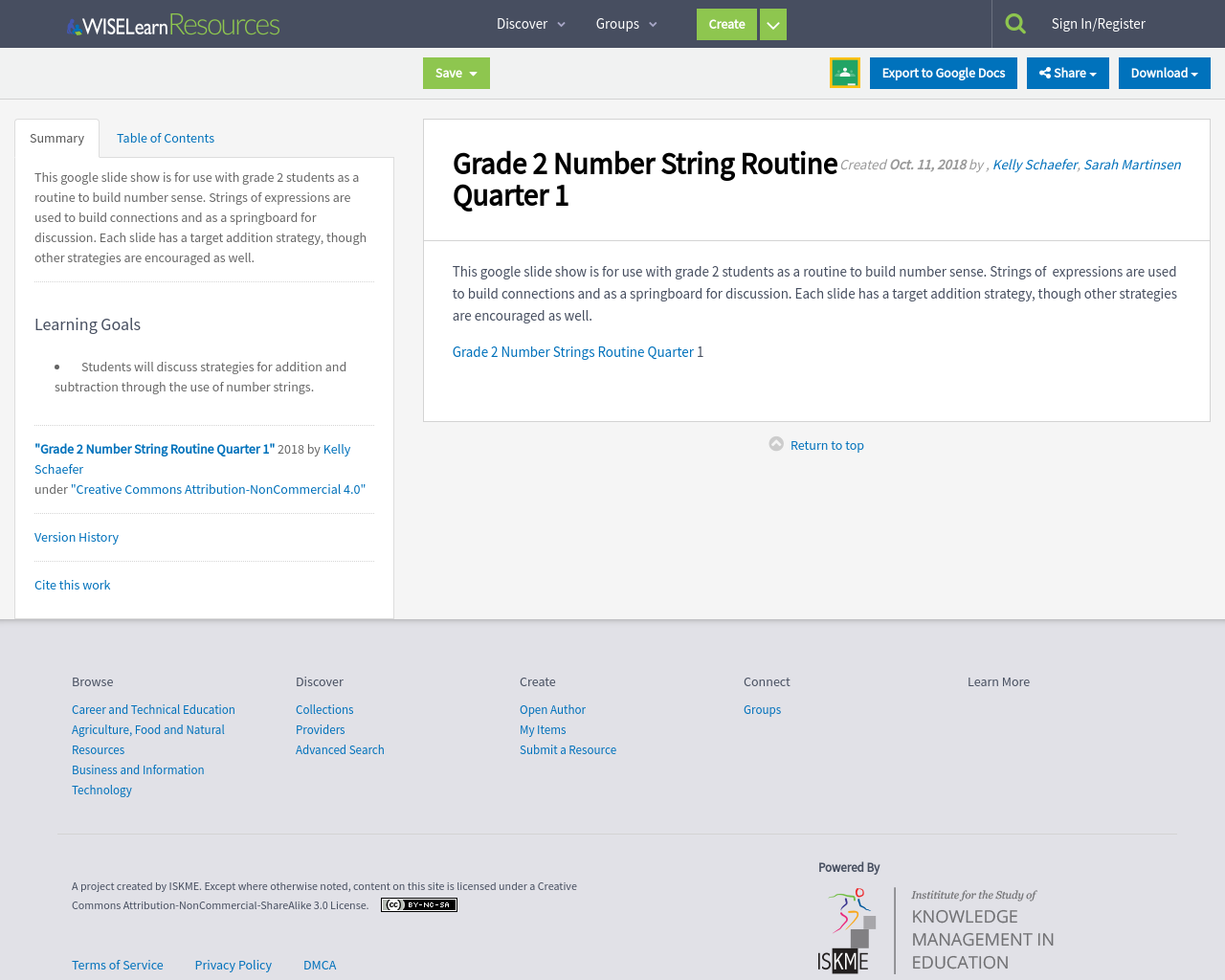 Grade 2 Number String Routine Quarter 1 | WISELearn Resources